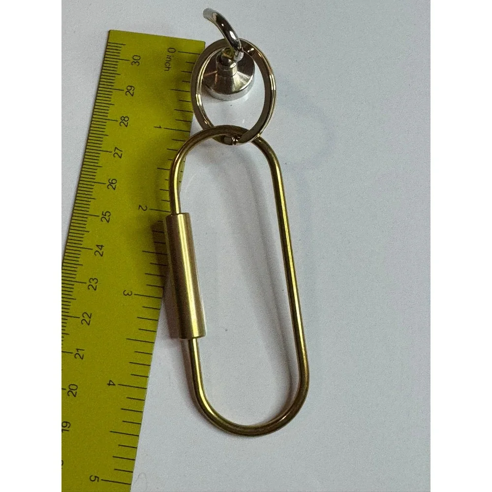 Birdie‎ Brass Carabiner Keychain Gold Tone Oval Screw Lock Key Ring Accessory